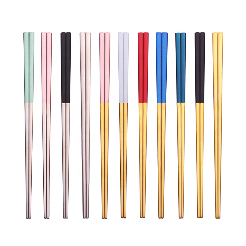 Coreano Colore personalizzato Metal SUS 304 Acciaio Stainless Metal Titanium Chopsticks con logo personalizzato