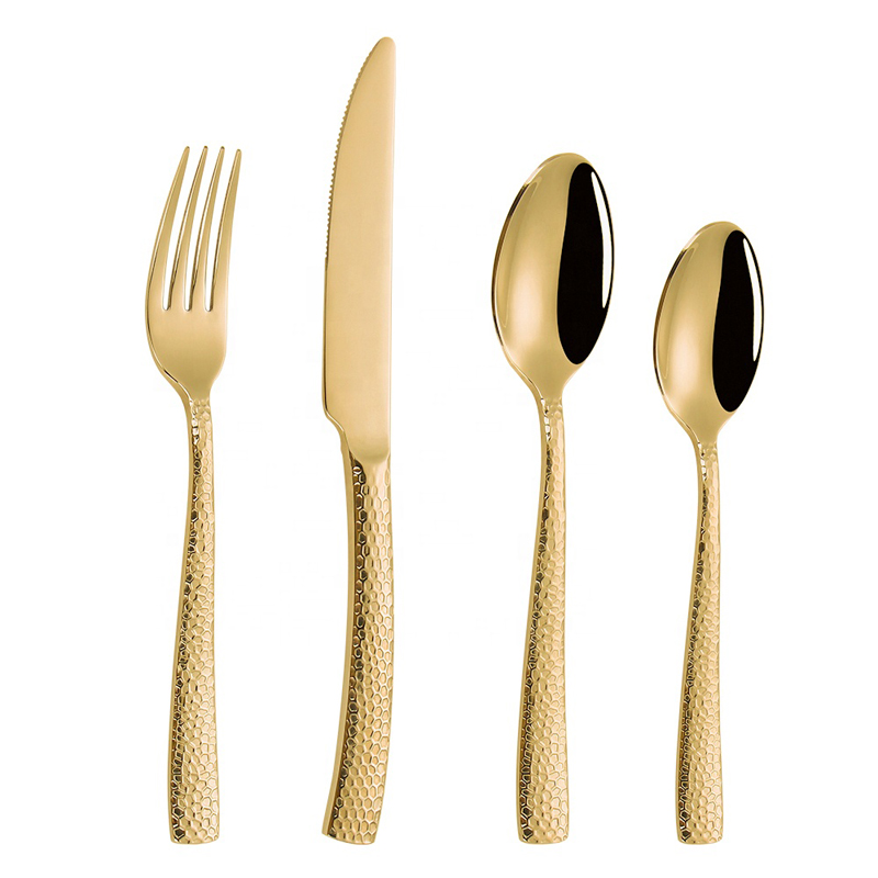 design creativo di posate in oro lucido da pranzo set piatti all'ingrosso