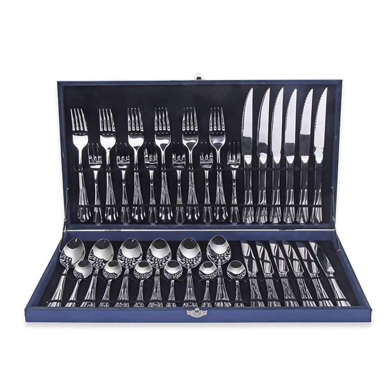 Chile 36pcs set di posate 18/0 piatti in acciaio inossidabile con scatola regalo in legno