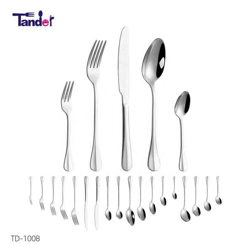 18PCS Mirror Lucishing Tableware Set Utensil Set, Knives, Forks, Spoons for Home and Restaurant